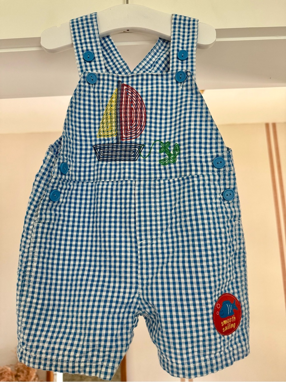 b.t. Kids Brand Baby Boy Gingham Romper Sz 12 Months